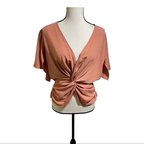 Astr the label short sleeve front twist top blouse size medium elastic waist - Picture 5 of 12